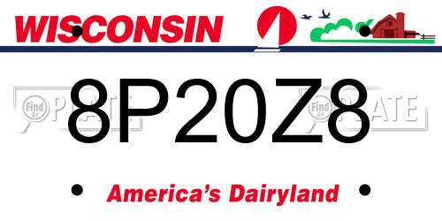 8P20Z8 Wisconsin License Plate