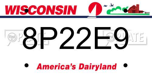 8P22E9 Wisconsin License Plate