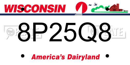 8P25Q8 Wisconsin License Plate