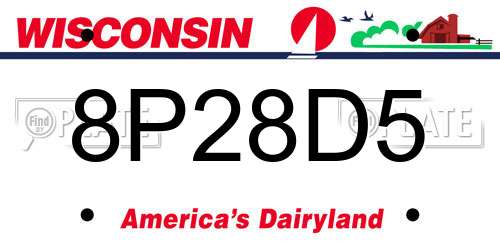 8P28D5 Wisconsin License Plate