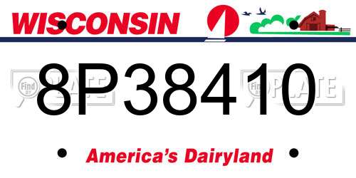 8P38410 Wisconsin License Plate