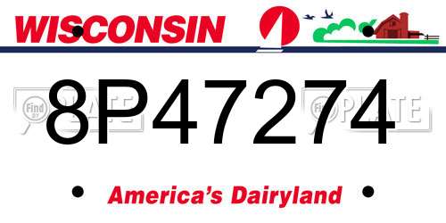 8P47274 Wisconsin License Plate