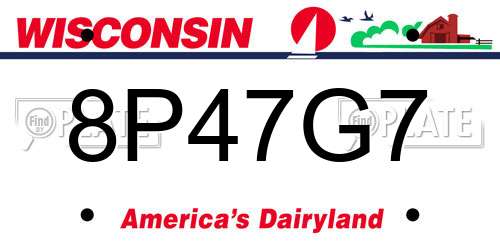 8P47G7 Wisconsin License Plate