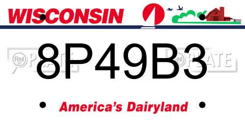 8P49B3 Wisconsin License Plate