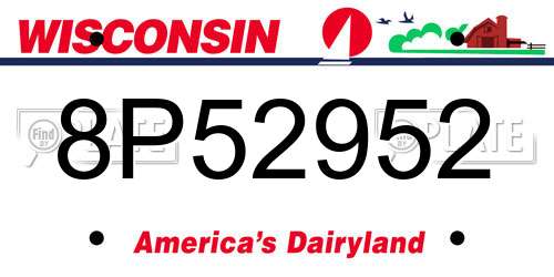 8P52952 Wisconsin License Plate