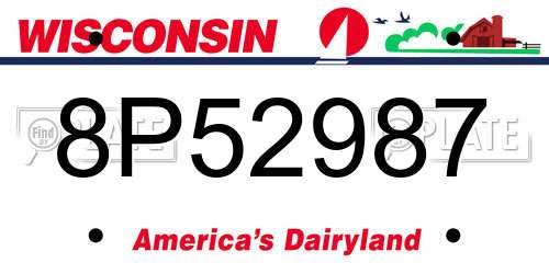 8P52987 Wisconsin License Plate