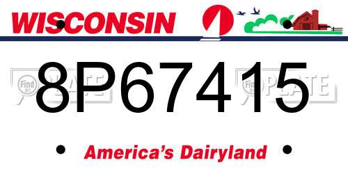 8P67415 Wisconsin License Plate