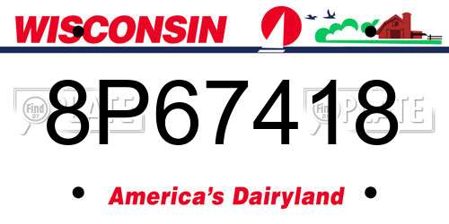 8P67418 Wisconsin License Plate