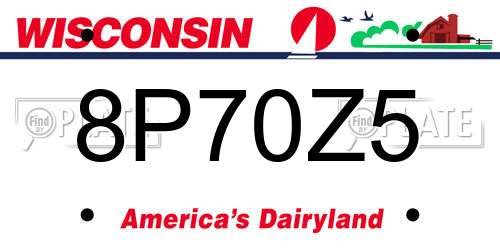 8P70Z5 Wisconsin License Plate