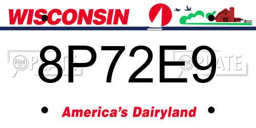 8P72E9 Wisconsin License Plate