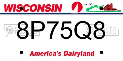 8P75Q8 Wisconsin License Plate