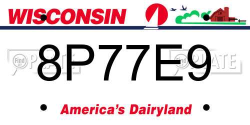8P77E9 Wisconsin License Plate