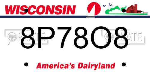 8P78O8 Wisconsin License Plate