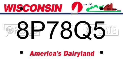 8P78Q5 Wisconsin License Plate