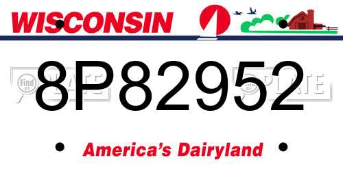 8P82952 Wisconsin License Plate