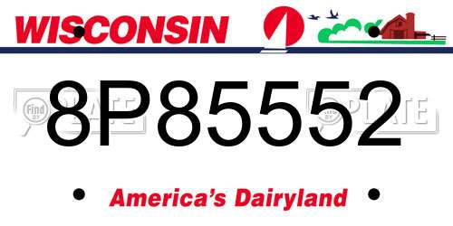 8P85552 Wisconsin License Plate