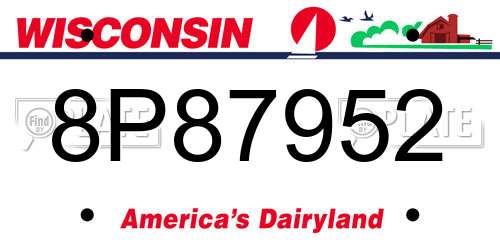 8P87952 Wisconsin License Plate
