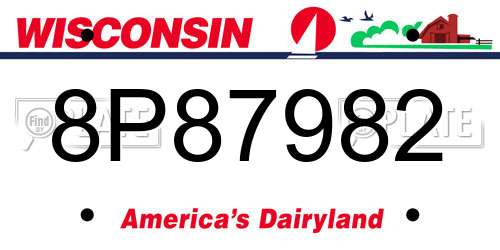 8P87982 Wisconsin License Plate