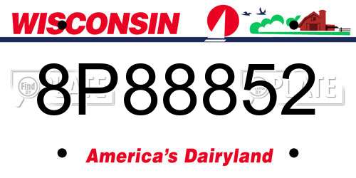 8P88852 Wisconsin License Plate