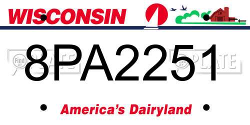 8PA2251 Wisconsin License Plate