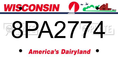 8PA2774 Wisconsin License Plate