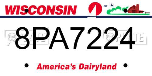 8PA7224 Wisconsin License Plate