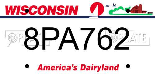 8PA762 Wisconsin License Plate