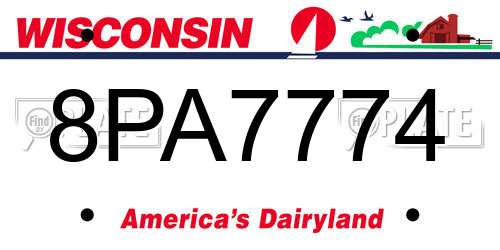 8PA7774 Wisconsin License Plate
