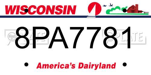 8PA7781 Wisconsin License Plate