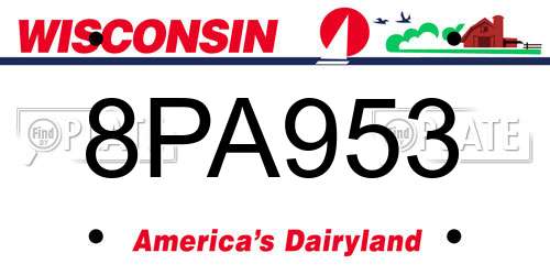 8PA953 Wisconsin License Plate