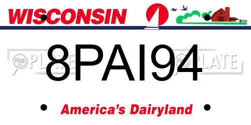 8PAI94 Wisconsin License Plate
