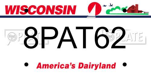 8PAT62 Wisconsin License Plate