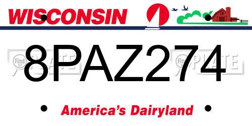 8PAZ274 Wisconsin License Plate