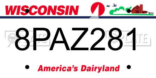 8PAZ281 Wisconsin License Plate