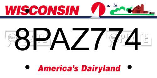 8PAZ774 Wisconsin License Plate