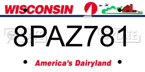 8PAZ781 Wisconsin License Plate