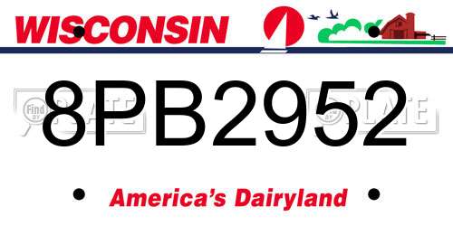 8PB2952 Wisconsin License Plate