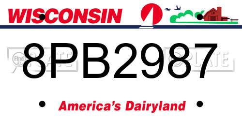 8PB2987 Wisconsin License Plate