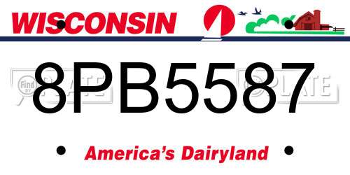 8PB5587 Wisconsin License Plate