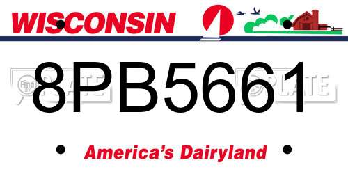8PB5661 Wisconsin License Plate