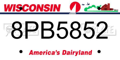 8PB5852 Wisconsin License Plate