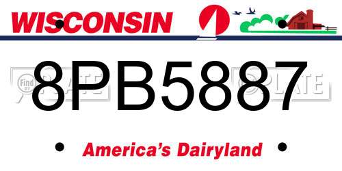 8PB5887 Wisconsin License Plate