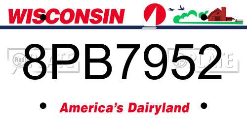 8PB7952 Wisconsin License Plate
