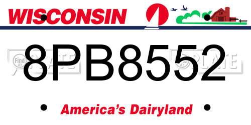 8PB8552 Wisconsin License Plate