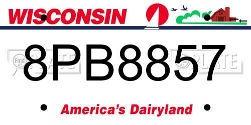 8PB8857 Wisconsin License Plate