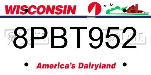 8PBT952 Wisconsin License Plate