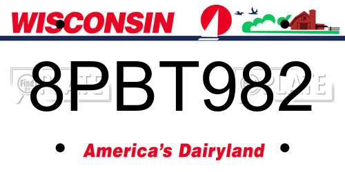 8PBT982 Wisconsin License Plate
