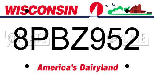 8PBZ952 Wisconsin License Plate
