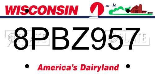 8PBZ957 Wisconsin License Plate
