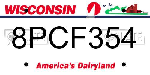 8PCF354 Wisconsin License Plate